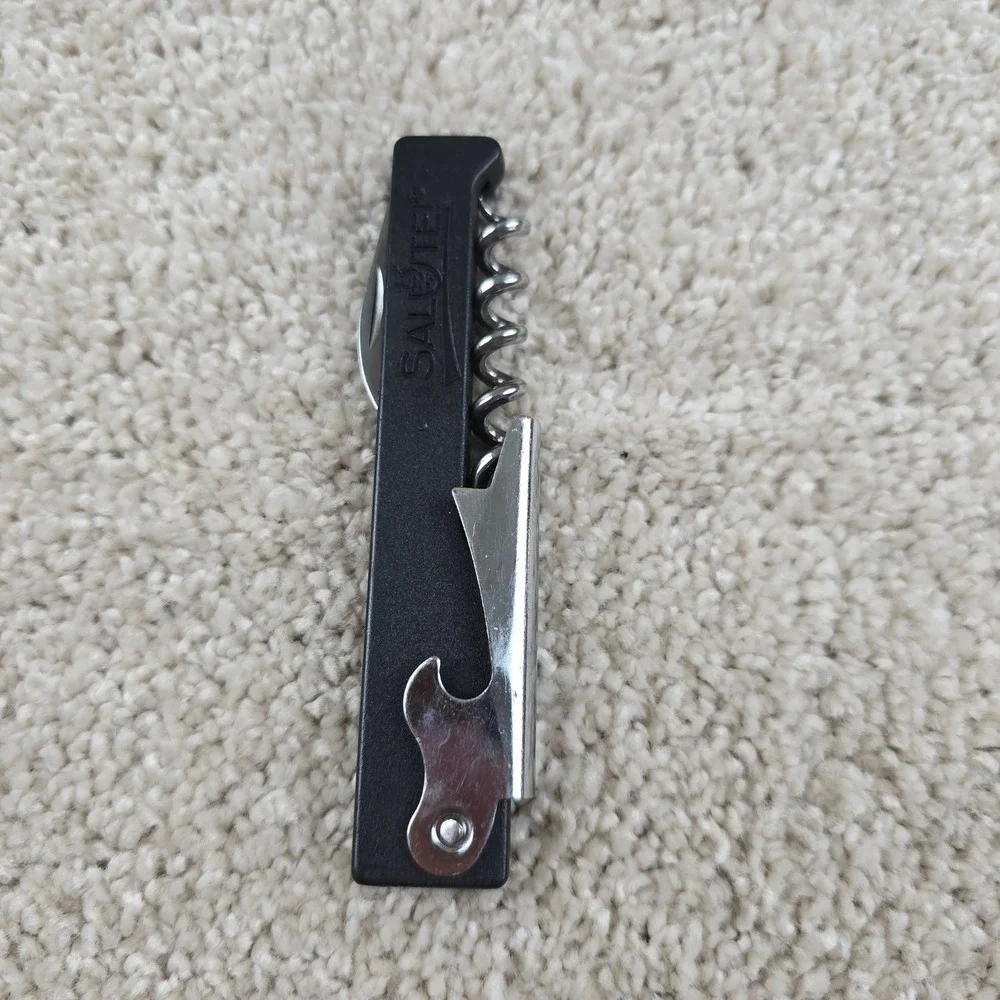 Salute Wine Opener Black Waiters‎ Corkscrew Bottle Opener Foil Cutter Multi-Tool